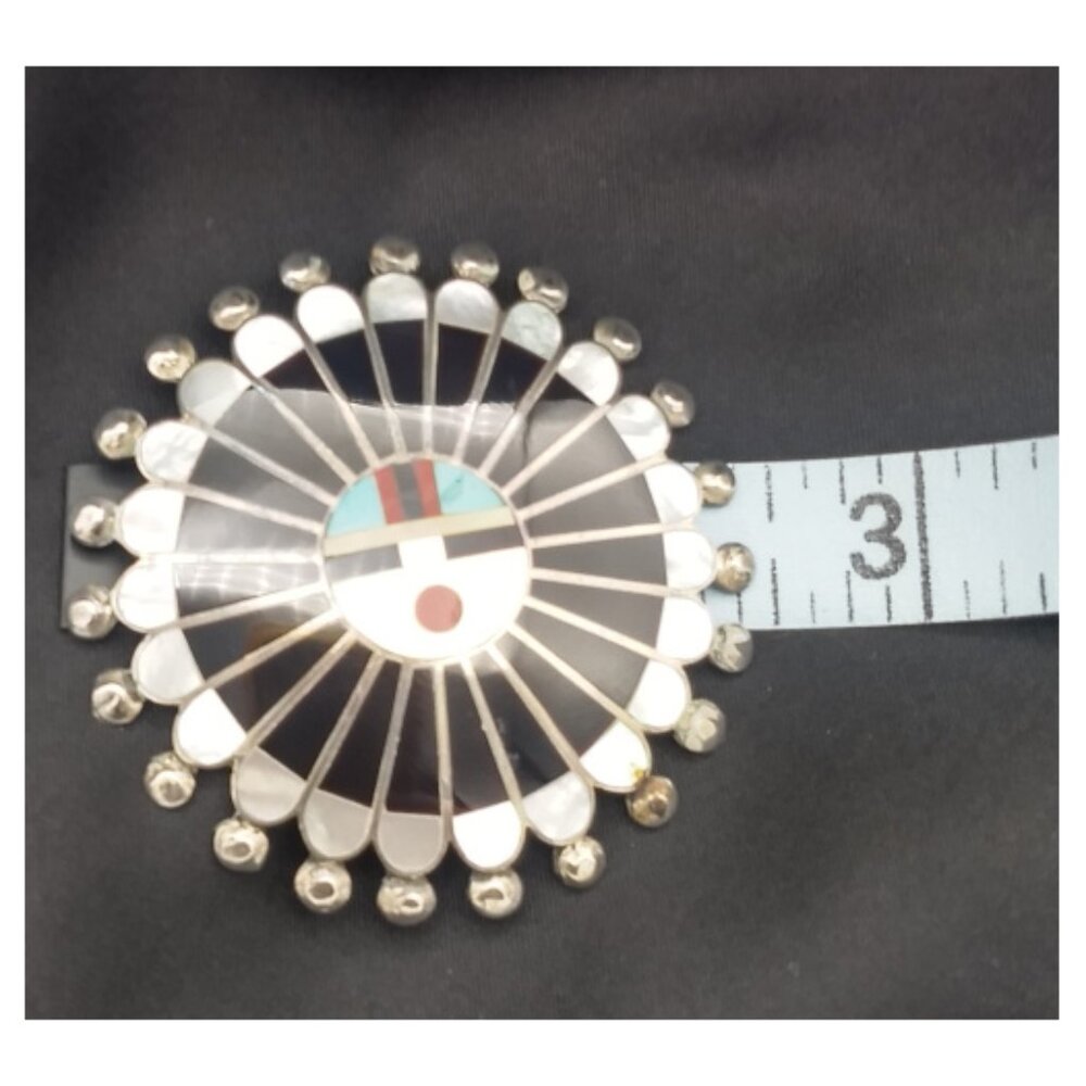 Zuni Native American Sunface Kachina Bolo Elements - Picture 7 of 8